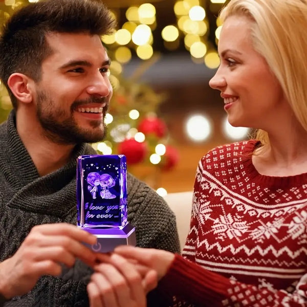 3D Heart-shaped Rose Statue Crystal Night Light| "I Love You Forever" LED Light With Base| Best Love Gift For Her| Him| Wife| Husband