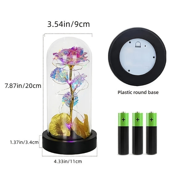 1pc PVC Cover Golden Leaf Rose Flower| Preserved Flower Christmas Valentines Gift| Home Décor