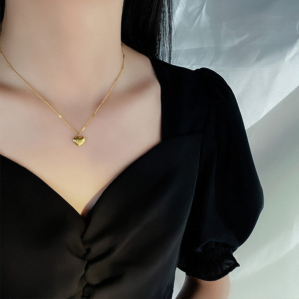 Heart Temperament Gold Plated Stainless Steel Pendant Fashion Necklace Lover Gift