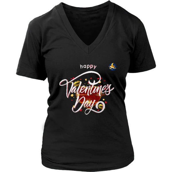 Happy Valentine's Day Shirt V-neck|Valentines Shirts|Gift Black
