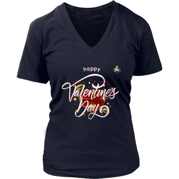 Happy Valentine's Day Shirt V-neck|Valentines Shirts|Gift Navy