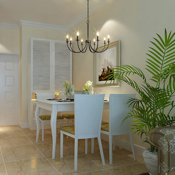 8-Light Modern Classic Candle Style Chandelier Black| Farmhouse Lighting Fixture For Dining/Living/Bed Room by Eagles|Patriots|Steelers Gear