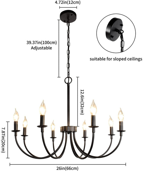 8-Light Modern Classic Candle Style Chandelier Black| Farmhouse Lighting Fixture For Dining/Living/Bed Room by Eagles|Patriots|Steelers Gear