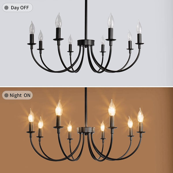 8-Light Modern Classic Candle Style Chandelier Black| Farmhouse Lighting Fixture For Dining/Living/Bed Room by Eagles|Patriots|Steelers Gear