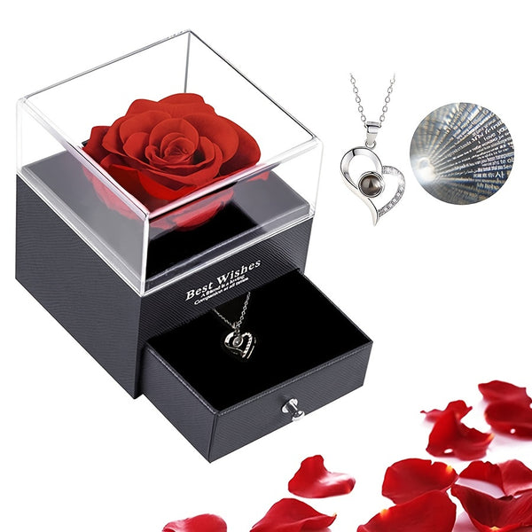 1 Set Heart Necklace Bar With Soap Flower Rose| Couples Gifts| Christmas Gift| Valentine's Day Gift| Home Décor