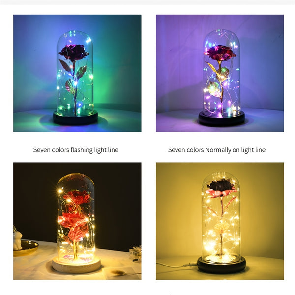 1pc PVC Cover Golden Leaf Rose Flower| Preserved Flower Christmas Valentines Gift| Home Décor