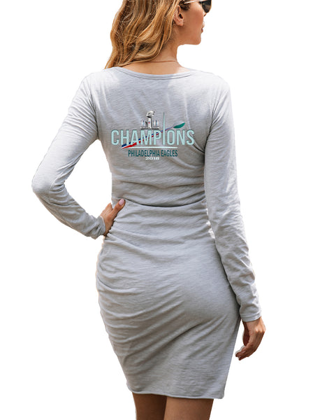NFL 100 Philadelphia Eagles Dress|NFL Team Eagles Women's Dress Mini Long back gray