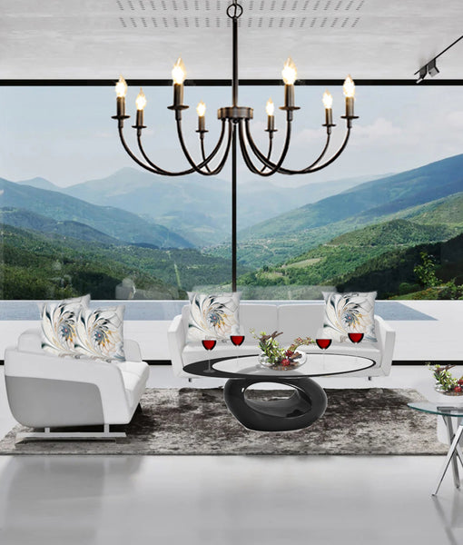 8-Light Modern Classic Candle Style Chandelier Black| Farmhouse Lighting Fixture For Dining/Living/Bed Room by Eagles|Patriots|Steelers Gear