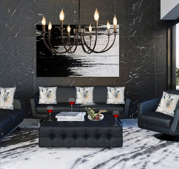 8-Light Modern Classic Candle Style Chandelier Black| Farmhouse Lighting Fixture For Dining/Living/Bed Room by Eagles|Patriots|Steelers Gear