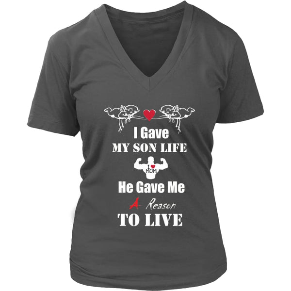 A Reason To Live - Hot Mothers Day Gift Womens V-Neck T-Shirt (8 colors) - District / Charcoal / S
