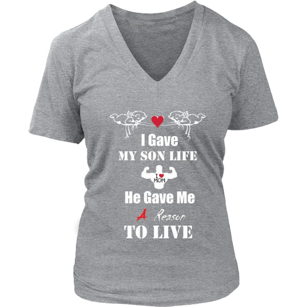 A Reason To Live - Hot Mothers Day Gift Womens V-Neck T-Shirt (8 colors) - District / Heathered Nickel / S