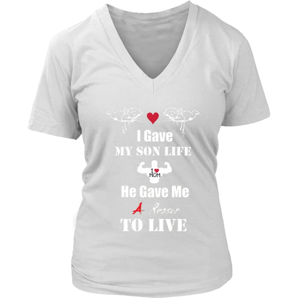 A Reason To Live - Hot Mothers Day Gift Womens V-Neck T-Shirt (8 colors) - District / White / S