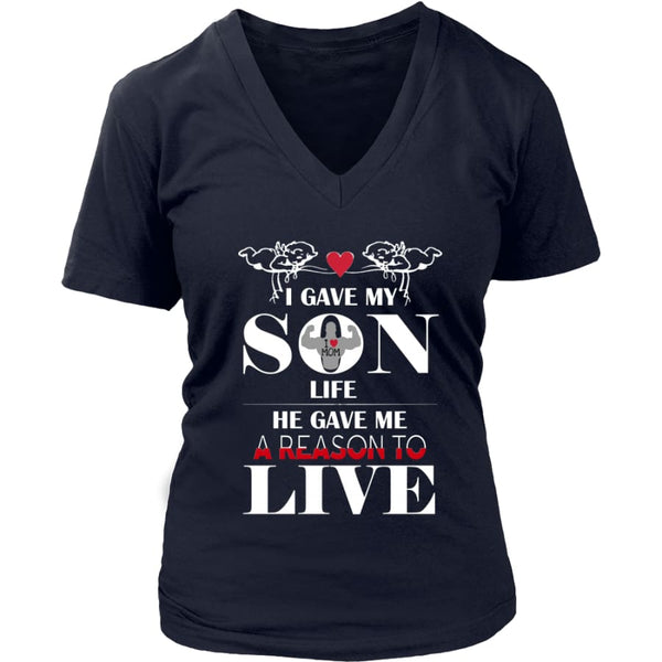 A Reason To Live - Perfect Mothers Day Gift Womens V-Neck T-Shirt (8 colors) - District / Navy / S