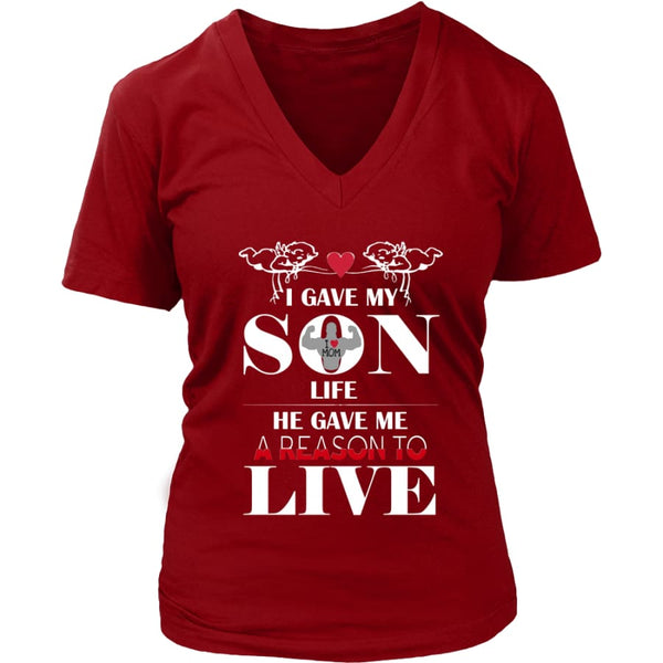 A Reason To Live - Perfect Mothers Day Gift Womens V-Neck T-Shirt (8 colors) - District / Red / S