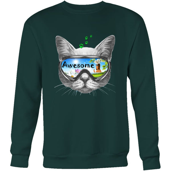 Awesome Cat Unisex Crewneck Sweatshirt (4 colors) - Dark Green / S