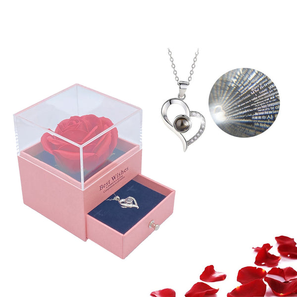 1 Set Heart Necklace Bar With Soap Flower Rose| Couples Gifts| Christmas Gift| Valentine's Day Gift| Home Décor