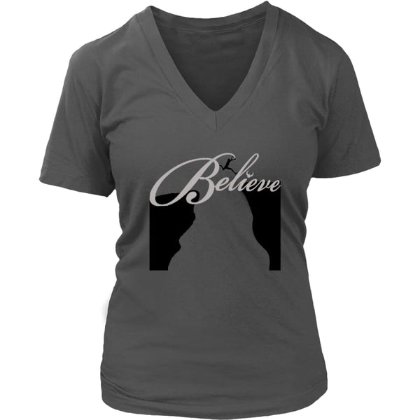 Believe It Then Will Come V-Neck T-shirt (6 colors) - District Womens / Charcoal / S