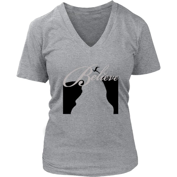 Believe It Then Will Come V-Neck T-shirt (6 colors) - District Womens / Heathered Nickel / S
