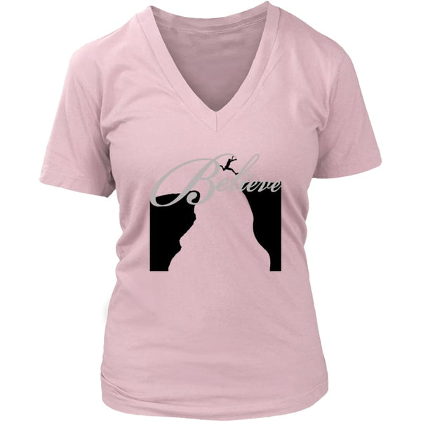Believe It Then Will Come V-Neck T-shirt (6 colors) - District Womens / Pink / S