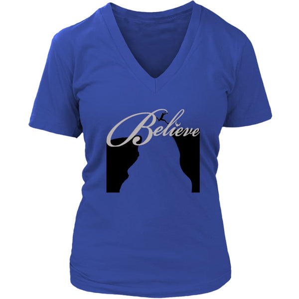 Believe It Then Will Come V-Neck T-shirt (6 colors) - District Womens / Royal Blue / S