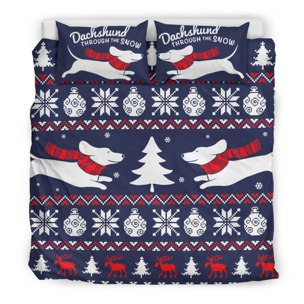 Dachshund Through The Snow Bedding Set - US King