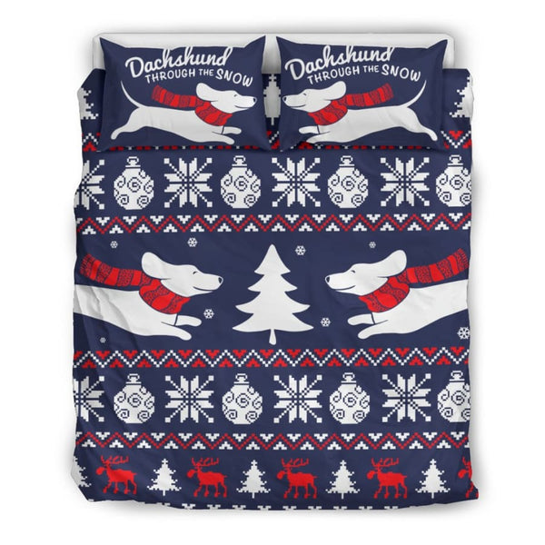 Dachshund Through The Snow Bedding Set - US Queen/Full