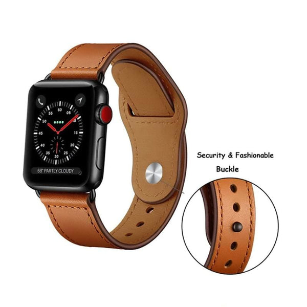 Easy Fasten Leather Apple Watch Strap