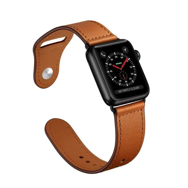 Easy Fasten Leather Apple Watch Strap - United States / brown / 38mm