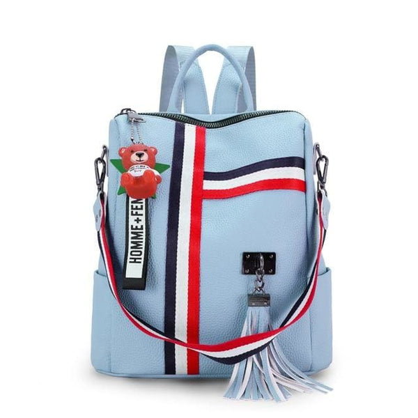 Fashion Leather Shoulder Bag | Backpack | School - Blue