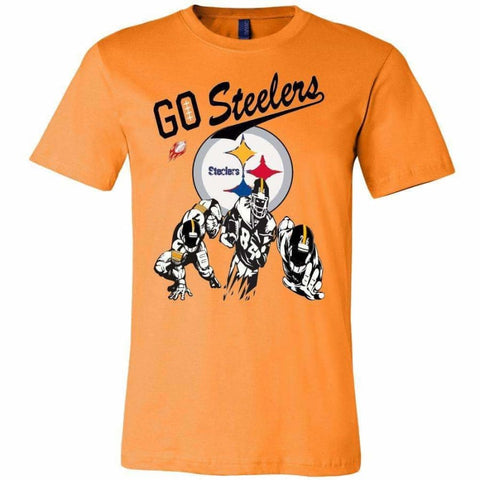 Go Steelers Pittsburgh Black Yellow Shirt - Canvas Mens / Orange / S