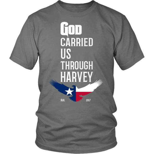 GOD Carried Us Through HARVEY Unisex T-shirt (12 Colors) - District Shirt / Grey / S