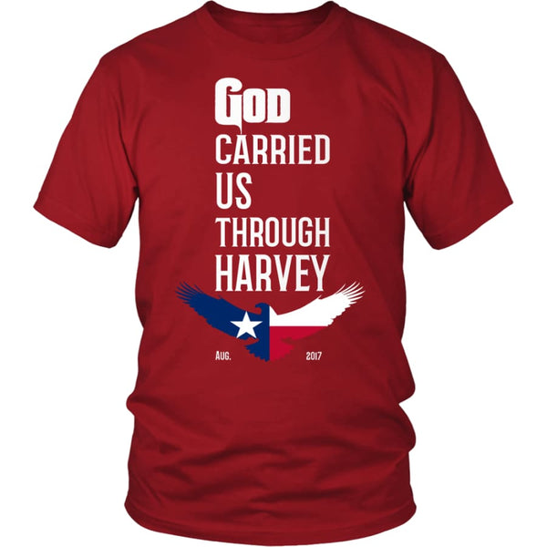 GOD Carried Us Through HARVEY Unisex T-shirt (12 Colors) - District Shirt / Red / S