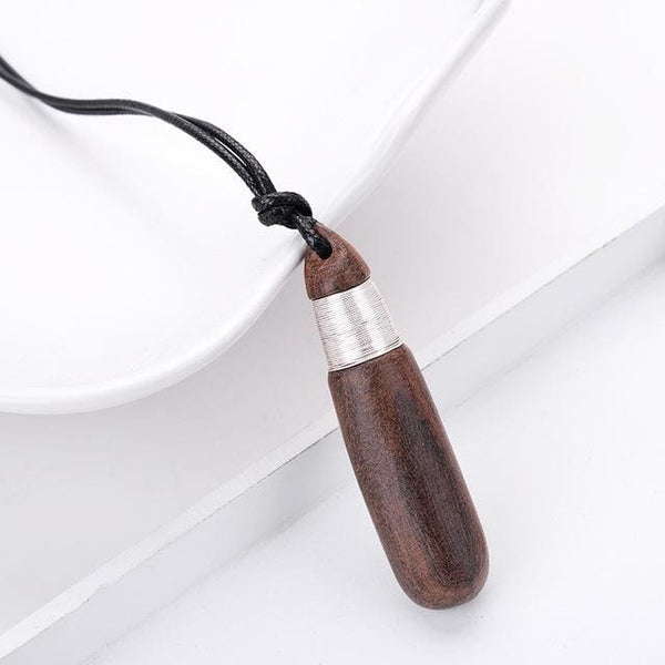 Handmade Wood Pendant Necklace for Men Women Meditation Healing (13 Styles) - 6