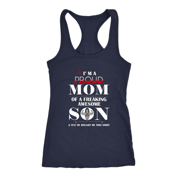 I Am A Proud Mom - Hot Mothers Day Racer-back Tank (6 Colors) - Next Level Racerback / Navy / XS