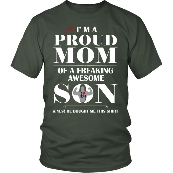 I Am A Proud Mom - Perfect Mothers Day Gift Unisex Shirt (12 Colors) - District / Olive / S