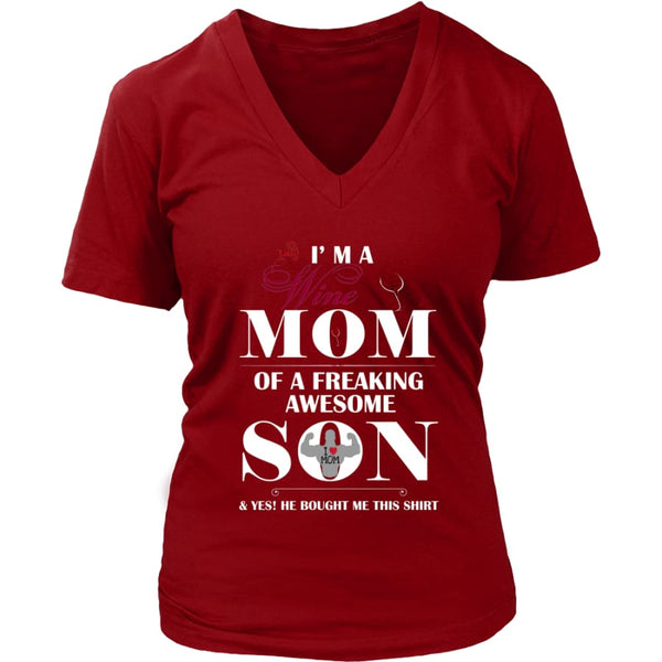 I Am A Wine Mom - Hot Mothers Day Gift Womens V-Neck T-Shirt (8 colors) - District / Red / S