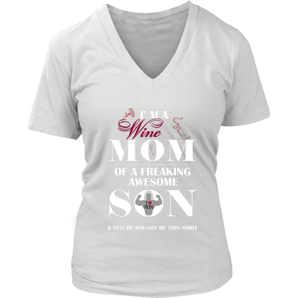 I Am A Wine Mom - Hot Mothers Day Gift Womens V-Neck T-Shirt (8 colors) - District / White / S