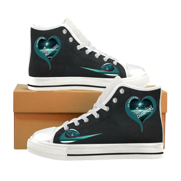 I love Philadelphia Eagles High Top Shoes Men Women kids|Super Bowl Champs - Super LII Champions Aquila Canvas Mens (Model017) / US6 / Man