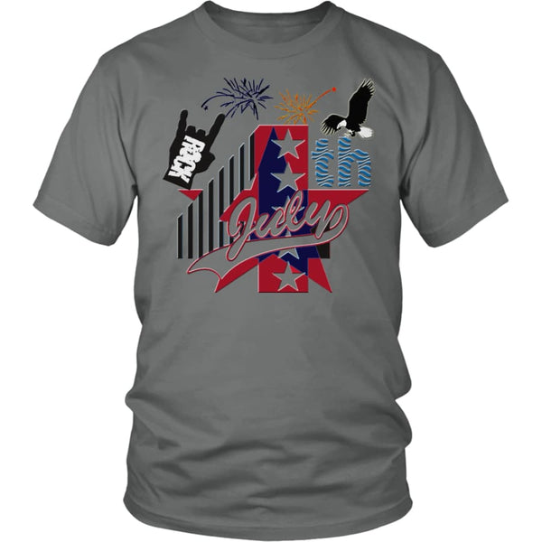 July 4th Rock - Amazing Independent Day T-shirt Men Women (13 Colors) - District Unisex Shirt / Grey / S