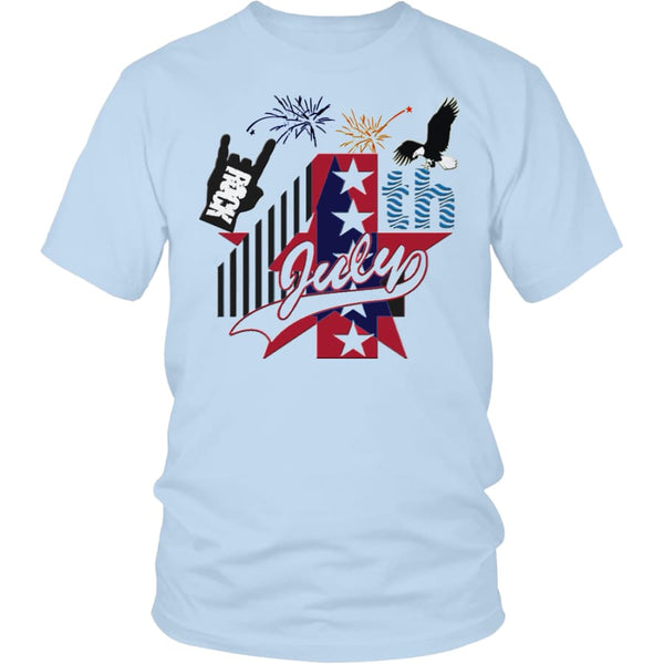 July 4th Rock - Amazing Independent Day T-shirt Men Women (13 Colors) - District Unisex Shirt / Ice Blue / S