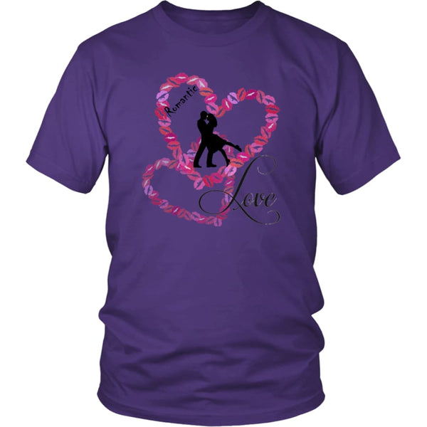 Kissing Heart - Romantic Love District Unisex Shirt (11 colors) - Purple / S