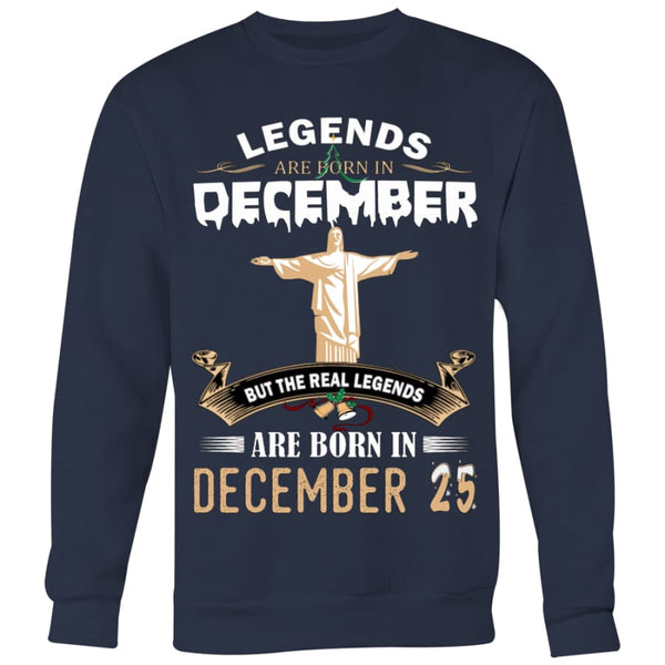 Legend Jesus Born In Christmas Sweater For Men Women (6 colors) - Crewneck Sweatshirt / Navy / S