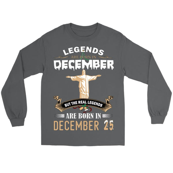 Legend Jesus Born In Christmas Unisex Gildan Long Sleeve Shirt (8 colors) - Tee / Charcoal / S