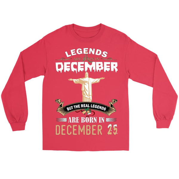 Legend Jesus Born In Christmas Unisex Gildan Long Sleeve Shirt (8 colors) - Tee / Red / S