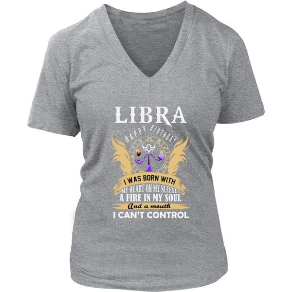 Libra Happy Birthday - A Fire In My Soul Women V-Neck T-shirt (7 colors) - District Womens / Heathered Nickel / S