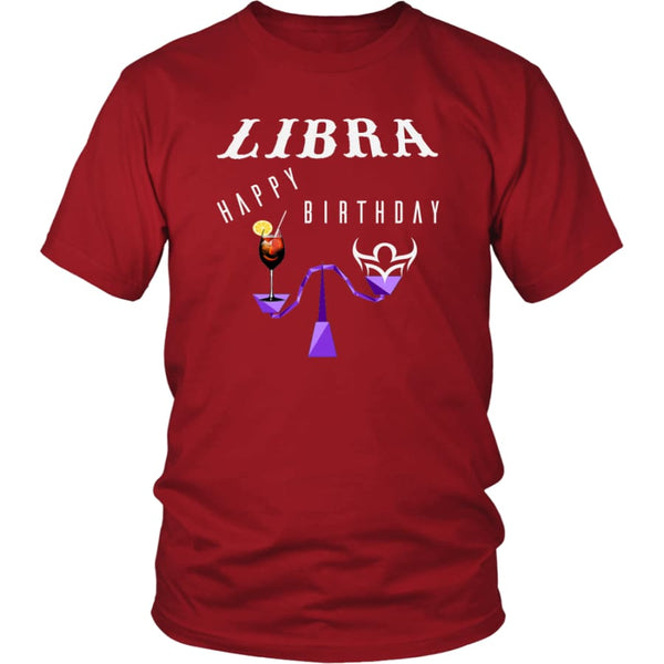 Libra Happy Birthday District Unisex T-Shirt (12 colors) - Shirt / Red / S