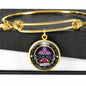 Luxury Bracelet To My Wife Handcrafted Can Be Engraved Any TEXT (Silver/Gold) - Circle Pendant Gold Bangle / No