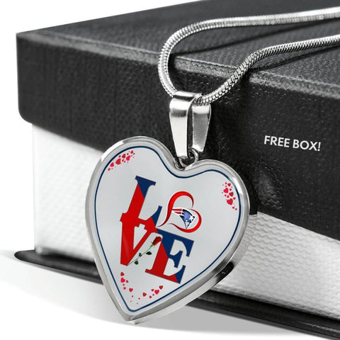 Luxury Love New England Patriots Necklace Handcrafted Can Be Engraved Any TEXT (Stainless/Gold)
