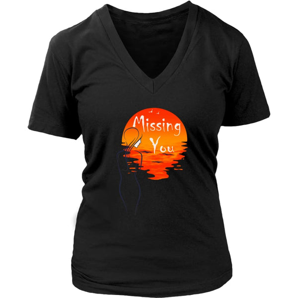 Missing You Forever In My Heart Women V-Neck T-shirt (8 colors) - District Womens / Black / S