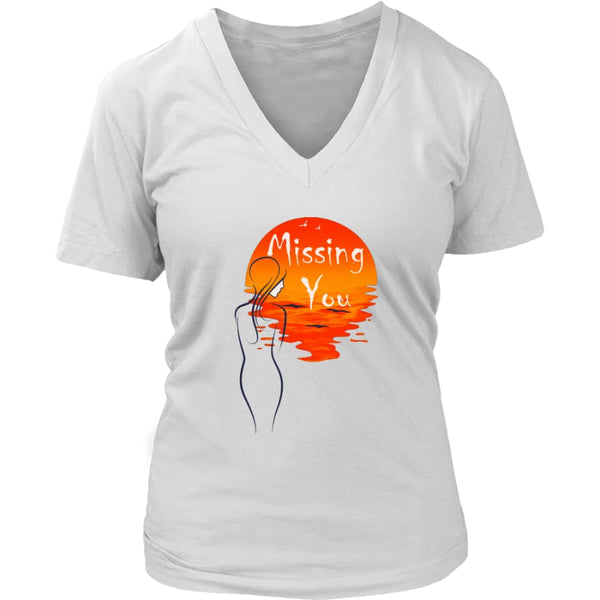 Missing You Forever In My Heart Women V-Neck T-shirt (8 colors) - District Womens / White / S